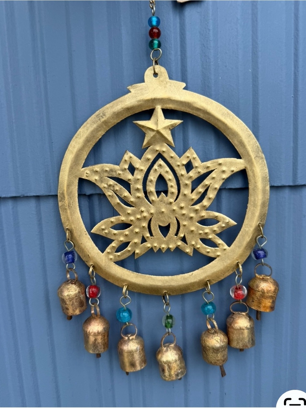 Gold Lotus Bell Wind Chime - Decorative Home Holiday Accent